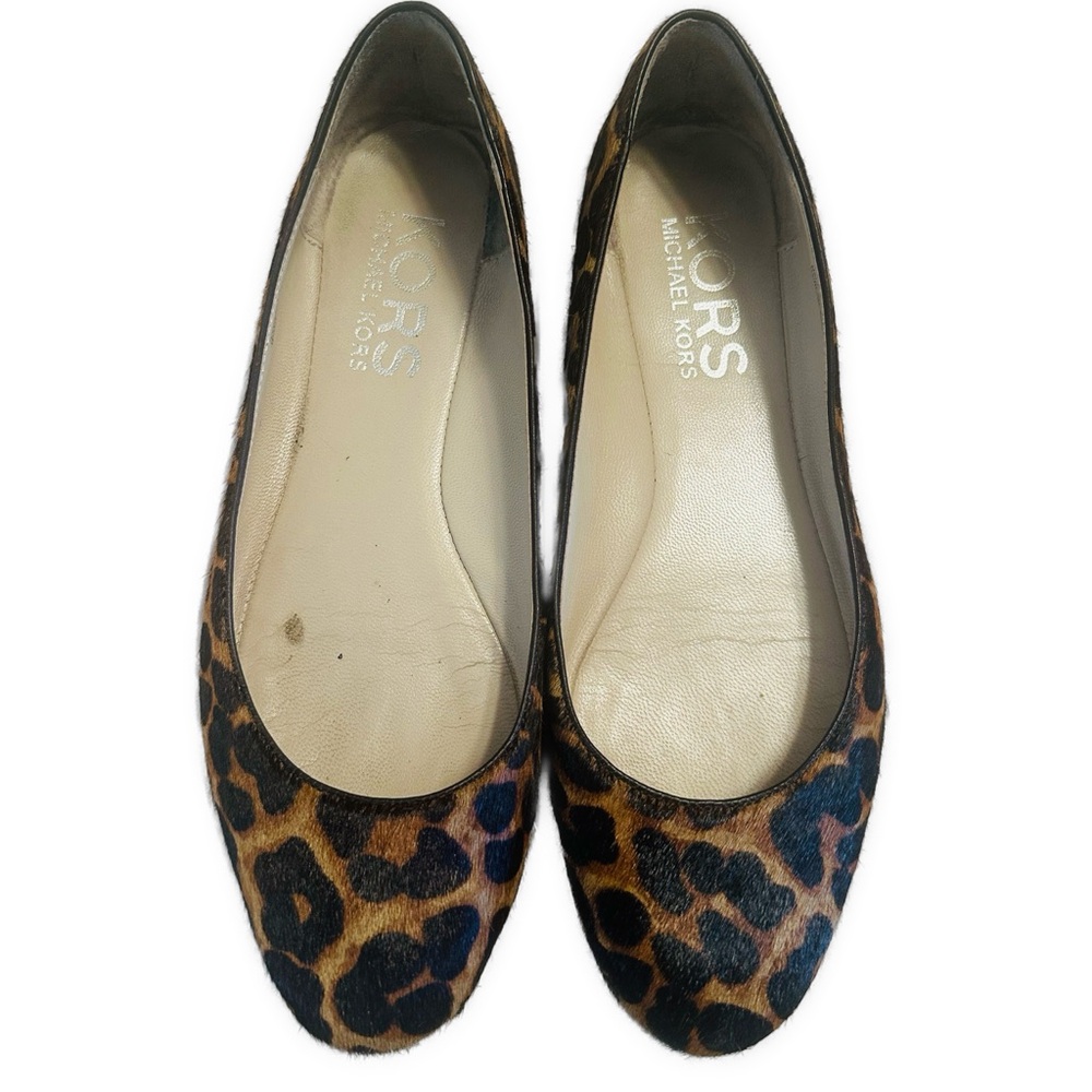 Michael Kors Animal Print Flats Olympia Suntan Hair Calf Ballet Shoes Ballet 8.5 - Picture 3 of 9